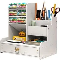 AFKSMILE Aufbewahrungsdose Stift Organizer aus Holz mit Schublade, Schreibtisch DIY Stifthalter