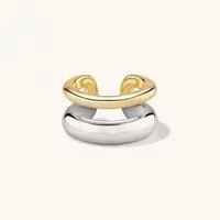 ROUGEMONT Ohrklemme Trend Damen Ear Cuff Bicolor 925 Sterling Silber 18K Gold, Echtschmuck / Wasserfest