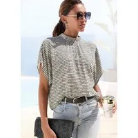 LASCANA Kurzarmbluse mit Alloverdruck, Damenbluse, sportlich elegant
