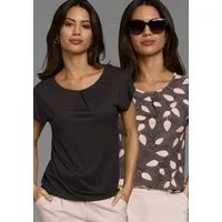 Laura Scott Print-Shirt (2er-Pack) figurbetonte Passform, mit Rundhalsausschnitt, im 2er-Pack