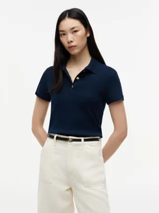 GOLD BUTTON SLIM SS POLO Dark Night Navy - Gr. - M