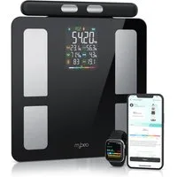 MyBeo Körper-Analyse-Waage Digitale Bluetooth Körperfettwaage, Handgriff-Messung & App-Steuerung, 1-tlg., Diagnosewaage, BMI, Körperfett, Wasser & Muskelanteil, bis zu 180 kg