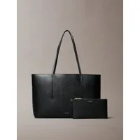 Calvin Klein Henkeltasche FOIL LOGO TOTE W/POUCH (2-tlg), Damen-Schultertasche mit Reißverschluss-Tasche