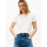 Tommy Hilfiger Kurzarmshirt TH SCRIPT REG C-NK SS TEE Stretch, Baumwollmischung, regular fit