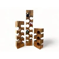 FaHome Weinregal Massiv Holz: Handgefertigter, Edler & Hochwertiger Weinhalter, (50/70/100x27x18) Natur
