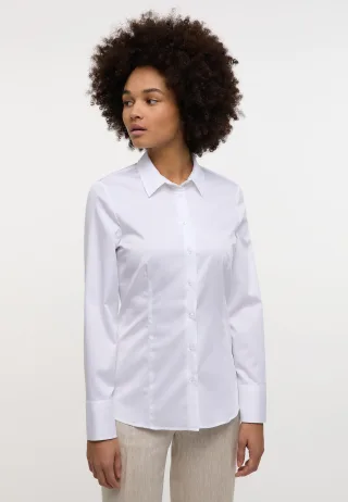 ETERNA - Satin Shirt Bluse Satingewebe Langarm weiß - Gr. - 42