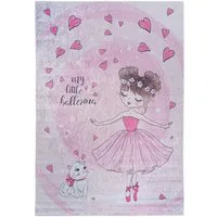 Mazovia Kinderteppich Kinderteppich Kinderzimmerteppich Ballett Ballerina, 80 x 150 cm, Kurflor, Waschbar in Waschmaschine, Höhe 5 mm, Rutschfest
