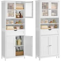VASAGLE Badkommode Badezimmerschrank Badschrank Aufbewahrungsschrank, (ohne/mit LED-Beleuchtung), mit verstellbaren Ablagen, Schublade, offenen Fächern