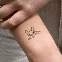 Inkster Schmuck-Tattoo Liegende Bulldogge Tattoo, wasserfestes temporäres Tattoo, 2 Wochen Halt