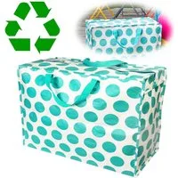 LS-LebenStil Aufbewahrungstasche XXL Jumbo Bag Türkis Spotlight 55cm Recycelt Nachhaltig Einkaufstasche (Unterbettkommode Organizer Aufbewahrungsbox, 1-tlg., Einkaufstasche mit Reißverschluss Shopper Riesentasche Tragetasche), Aufbewahrung von Bettwä