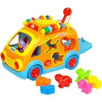 REMOKING Spielcenter Happy Bus Lernspielzeug mit Licht & Musik und Tierformen Kleinkinder, (Elektrisches Lernspielzeug mit Formsortierer), Formsortierer mit Tierformen Motorikfördernd Farbenfrohes Design