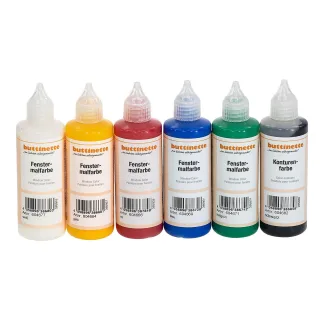 buttinette Fenstermalfarben "Grundfarben", 6x 80 ml