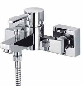 KAJA-B-Quadrat Einhebel-Wannenf.-u.Brauseb., chrom mit Stabhandbrause-Set 60445-C