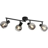 Qazqa LED Aufbaustrahler Vidro, Dimmbar, LED wechselbar, Extra-Warmweiß, QAZQA Aufbau­spot, e14, Schwarz, Glas, Art Deco