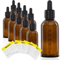 Oputec Pipettenflasche 10 x 100ml Braunglas Pipettenflaschen Pipette mit Skala kindersicher (Spar-Set)