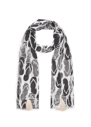 Leichter Schal aus Baumwolle mit Flip Flop-Muster schwarz - Gr. - one size
