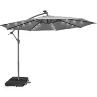 COSTWAY Sonnenschirm Gartenschirm, mit Ständer, 40 Solar LED Leuchten
