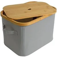 ESTEXO Aufbewahrungssystem Faltbarer Bambuskorb Aufbewahrungsbox Hellgrau 35x25x24 cm Aufbewahr