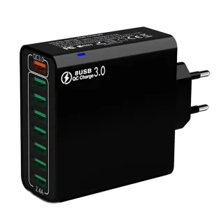 BK318 65W 8-Port USB Charger 8USB-A QC3.0 4.0+ PPS AFC FCP SCP SSCP Fast Charging Wall Charger Adapter EU Plug US Plug f