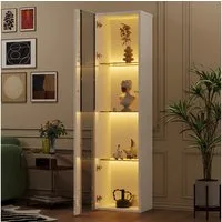 STILVORA Vitrine Hochschrank mit Glastrennwand&LED,Highboard mit Acrylplatte,Weiß (Multifunktionale Glasvitrine 40 x 29 x 170 cm mit LED-Farbwechsellicht, Fernbedienung/App-Steuerung, Glastrennwand und Acrylplatte., 1-St., 1er Set) LED-Farbwechsellic