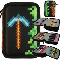 Festivalartikel Federtasche Minecraft dreifach-Federmäppchen, komplett ausgestattet, hochwertig.