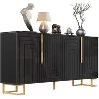i@home Sideboard, Mit goldene Griffe und Füße, weiß/schwarz