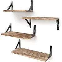 TUWENA Wandregal 4-teiliges Wandregal Holz und Metall, schwebende Ablageflächen, Set 4-tlg.