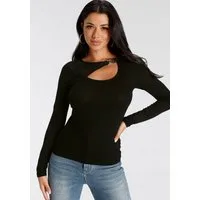 Melrose Langarmshirt Langarm, unifarben, mit Zierschnalle