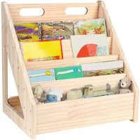 JEOBEST Bücherregal Kinder Bücherregal, 5-stöckiges Kinderregal für Kinder Holz, Premium Kiefernholz, Regal für Spielzeug und Bücher