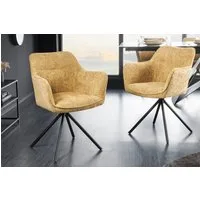 riess-ambiente Polsterstuhl VERONA senfgelb – Strukturstoff, mit Armlehne, Metallgestell (Einzelartikel, 1 St), 180° drehbar mit Auto-Return-Funktion – ideal für Esszimmer oder Büro