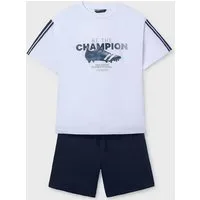 Mayoral T-Shirt & Bermudas Set Bermudas & T-Shirt mit Fußballschuh-Print – Teenager Jungen