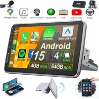 ESSGOO 4+64G Android 15 Autoradio 1 DIN 360° Drehbar Bildschirm Carplay Autoradio (RDS, 10,1, BT, NAVI, Digitalradio (DAB), SWC)