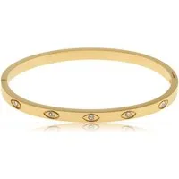 Made by Nami Armreif Gold mit eingraviertem Evil Eye und Edelsteinen - 5.8 cm Gold, Chirurg. Edelstahl Armreif mit Nazar Boncuk Wasserfester Schmuck