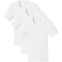 Schiesser Unterhemd 3er Pack Cotton Essentials Doppelripp (Spar-Set, 3-St) Unterhemd / Shirt Kurzarm - Baumwolle - Strapazierfähig