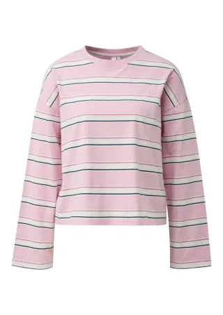 Q/S designed by - Gestreiftes Langarmshirt in lockerer Passform pink - Gr. - XL