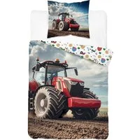 Detexpol Bettwäsche Set Traktor Rot Farm Größe: 140 x 200 cm, 70 X 90 cm, 100% Baumwolle, 100% Baumwolle, 2 teilig