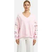 Smith & Soul Sweatshirt mit V-Ausschnitt, Oversize, bestickt