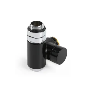 Terma Absperrventil mit integriertem T-StückCYLINDER; links; GZ 1/2"-GW 1/2"-GZ 24-19; schwarz; (V11 TGZOCZ004
