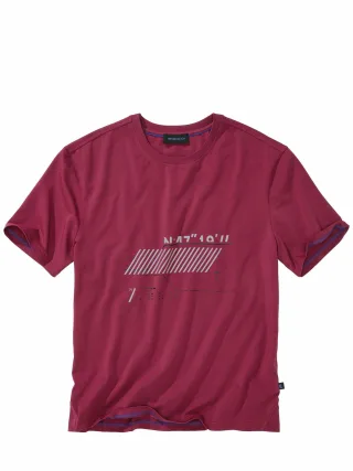 Mey & Edlich Herren Zeitsprung-T-Shirt Rot 93 % Baumwolle, 7 % Elasthan