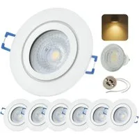 Sweet LED LED Einbaustrahler 6er Set IP44 GU10 7W 230V 3000K Bad Weiß matt LED Einbauspot Warmweiß, 3000K, Warmweiß, Deckenspots, Ø 85 mm, Einbauleuchten