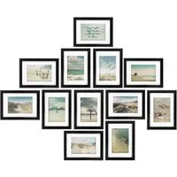 bomoe Bilderrahmen 12er Bilderrahmen Set Ocean, 13x18cm, Schwarz, Fotorahmen Collage für 13x18 cm Holzbilderrahmen mit Passepartout