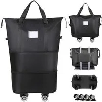 OKWISH Reisetasche Erweiterbar Handtasche mit Rollen Weekender Tasche (Faltbare Großer Sporttasche Trainingstasche Travel Duffle Bag, 1-tlg., Wasserdicht, 360° drehbar, Nass und Trocken Trennung), für Damen Herren zum Reisen Sport Camping Weekender Ü