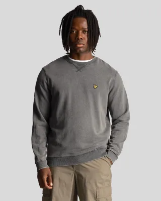 Lyle & Scott – Verwaschenes Sweatshirt mit Rundhalsausschnitt in Schwarz