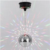 Spetebo Dekokugel Discokugel mit Drehmotor und LED Beleuchtung in bunt (15 cm, 1 St., Spiegelkugel), mit Echtglas Facetten