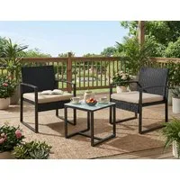 SONGMICS Balkonset Balkonmöbel, Gartenmöbel-Set, aus PE-Polyrattan, für Terrasse, Balkon, (3-tlg., 2 Stuhl, 1 Tisch, mit Kissen), Lounge-Set, Terrassenmöbel, einfache Montage