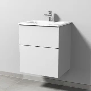 Sanipa 3way Glas-Set Glas-Waschtisch und Unterbau mit 2 Auszügen, Weiß-Soft SM20043