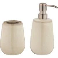 WENKO Badaccessoire-Set Sirmione, Set, Seifenspender und Zahnputzbecher, Keramik mit individueller Glasur