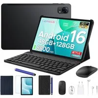 POCKAM P10 10 Zoll Android 16 Tablet mit Tastatur, 128GB ROM, 8800mAh, 120Hz Tablet (10", 128 GB, Android 16, WIFI, 8 GB, Android 16, 13 MP, Gemini AI, 5G WiFi/Widevine L1/GPS/Face ID)