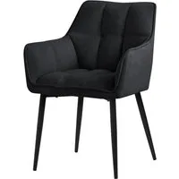 ML-DESIGN Polsterstuhl Esszimmerstuhl mit dickem gepolsterter Sitz, Rücken- und Armlehnen (1 St), Wohnzimmerstuhl aus Frotteestoff Schwarz Loungesessel Küchenstuhl