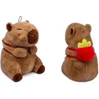 soma Kuscheltier Capybara Kuscheltier braun 25 cm Plüsch mit Snackrucksack Pommes (Set, 1-St., Geschenk-Set), Kuscheliges Capybara mit Snack-Accessoire auf dem Rücken Geschenkidee